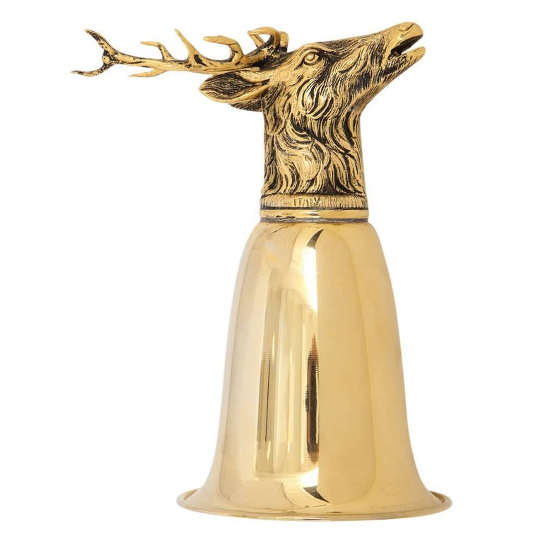 Mid-Century Modern Gucci Stag Cup, Brass Signed