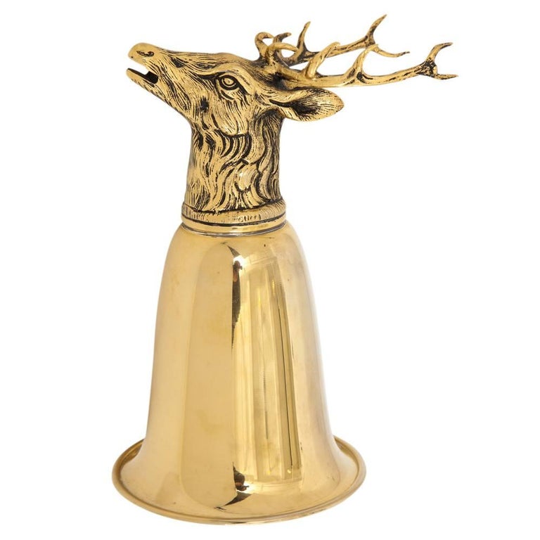 Italian Gucci Stag Cup, Brass Signed