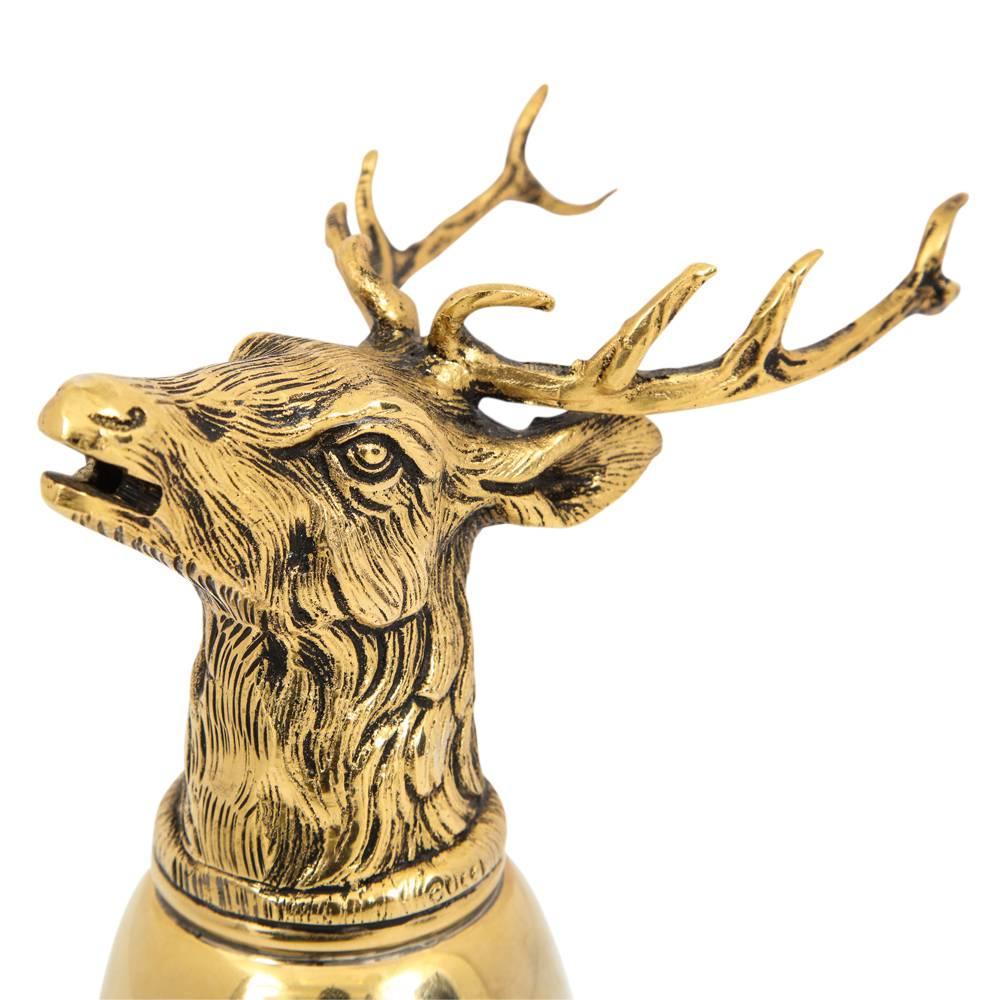 Mid-Century Modern Gucci Stag Cup, Brass Signed