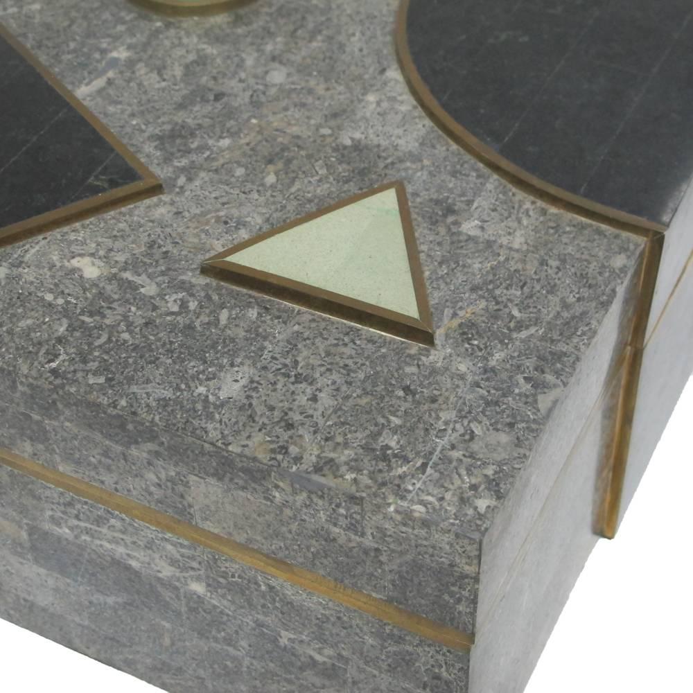 American Stone and Brass Box Geometric Postmodern, USA, 1980s