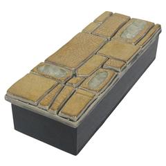 Gold Ceramic Jeweled Box After Francois Lembo, France, 1970s