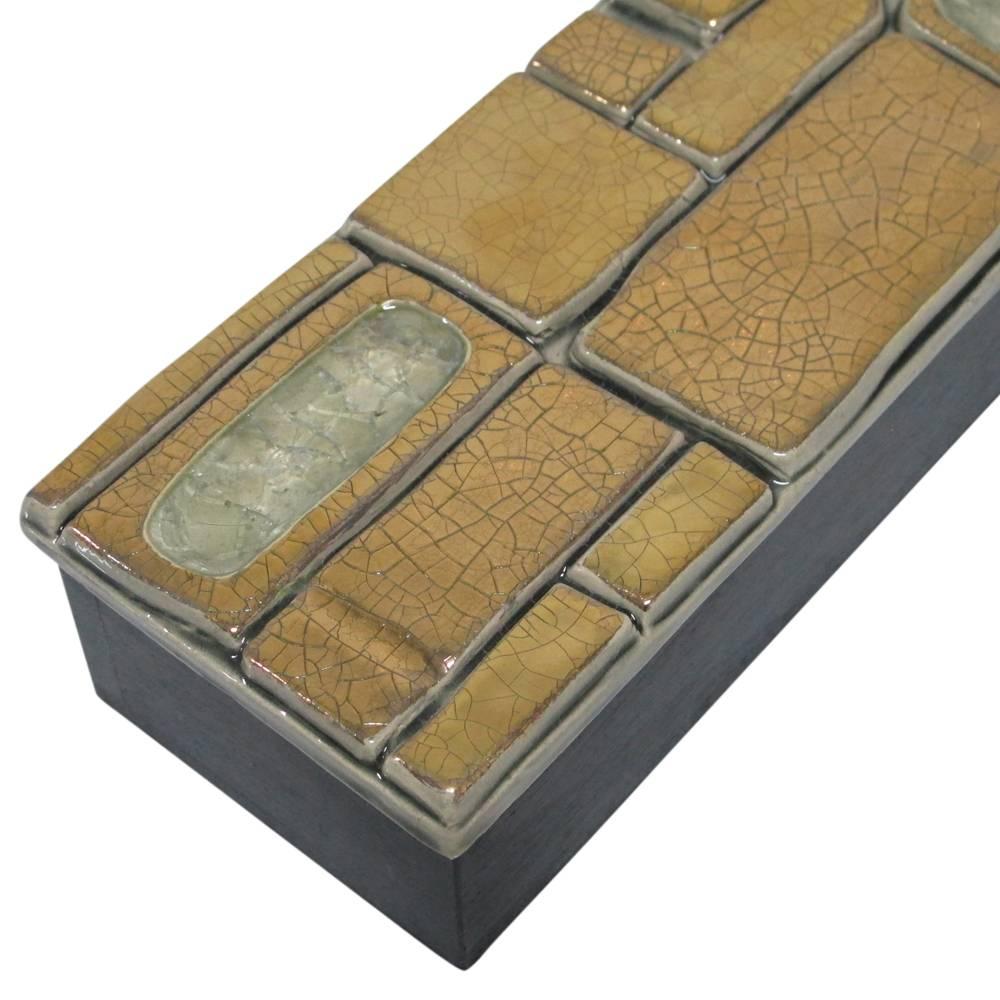 French Gold Ceramic Jeweled Box After Francois Lembo, France, 1970s