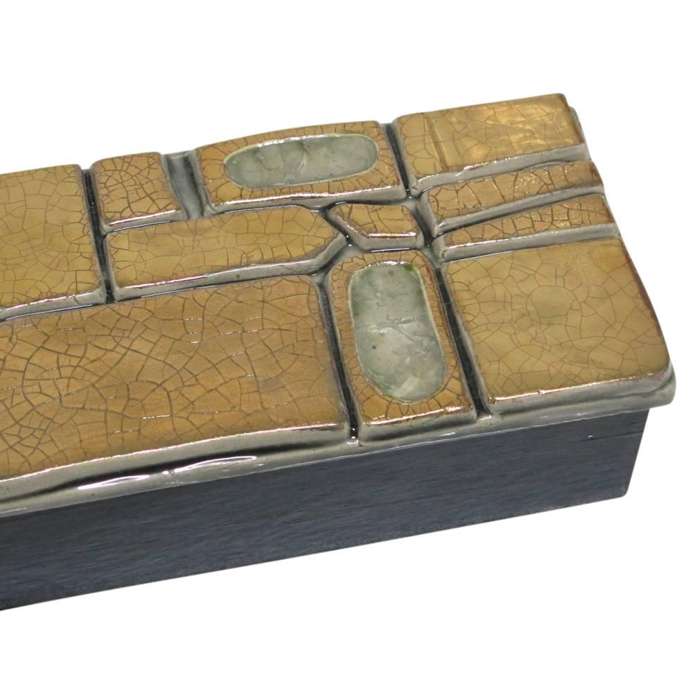 Gold Ceramic Jeweled Box After Francois Lembo, France, 1970s In Excellent Condition In New York, NY