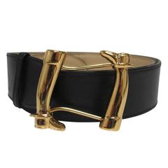 Gucci Equestrian Riding Boots Belt Leather Brass Horse Signed, Italy, 1970s