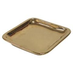 Zaccagnini Gold Ceramic Tray Vide-Poche Signed, Italy, 1960s
