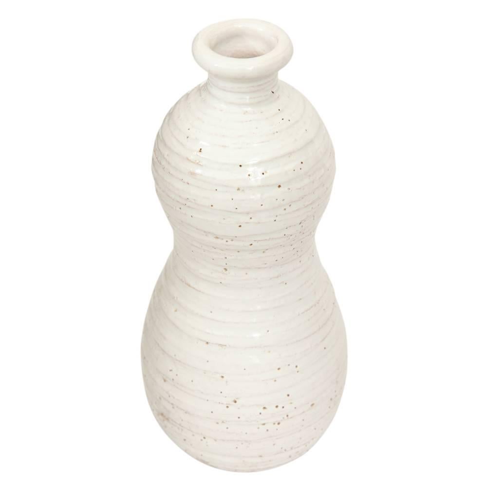 Glazed Bitossi Raymor Ceramic Vase White Signed, Italy, 1960s