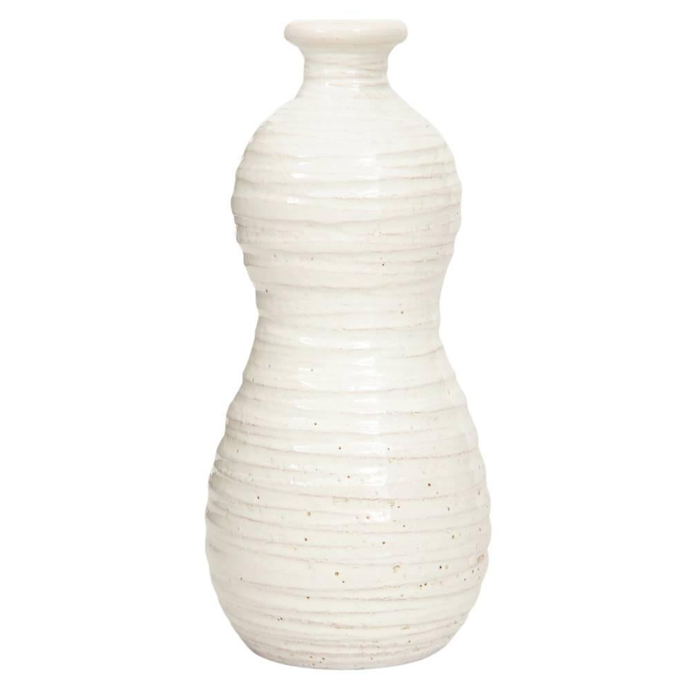Italian Bitossi Raymor Ceramic Vase White Signed, Italy, 1960s