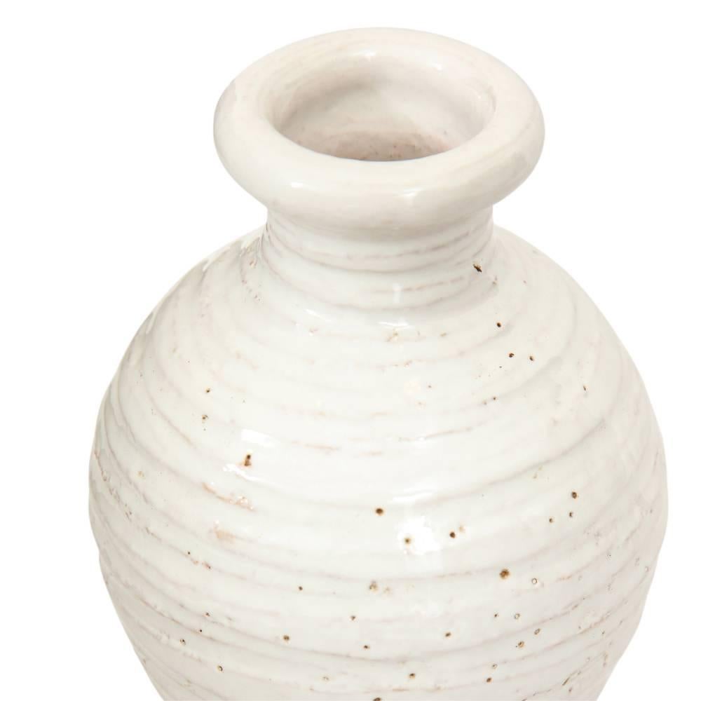Mid-20th Century Bitossi Raymor Ceramic Vase White Signed, Italy, 1960s