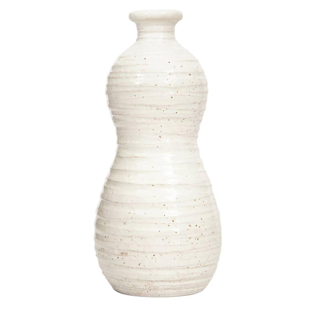 Mid-Century Modern Bitossi Raymor Ceramic Vase White Signed, Italy, 1960s