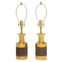 Lampes de table Bitossi pour Bergboms, céramique, or métallique et marron mat