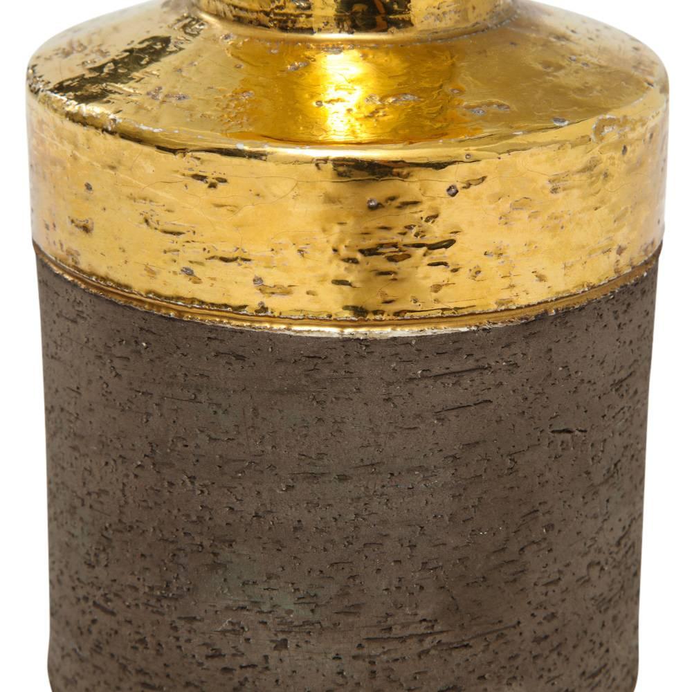 Bitossi for Bergboms Table Lamps, Ceramic, Metallic Gold and Matte Brown In Good Condition For Sale In New York, NY