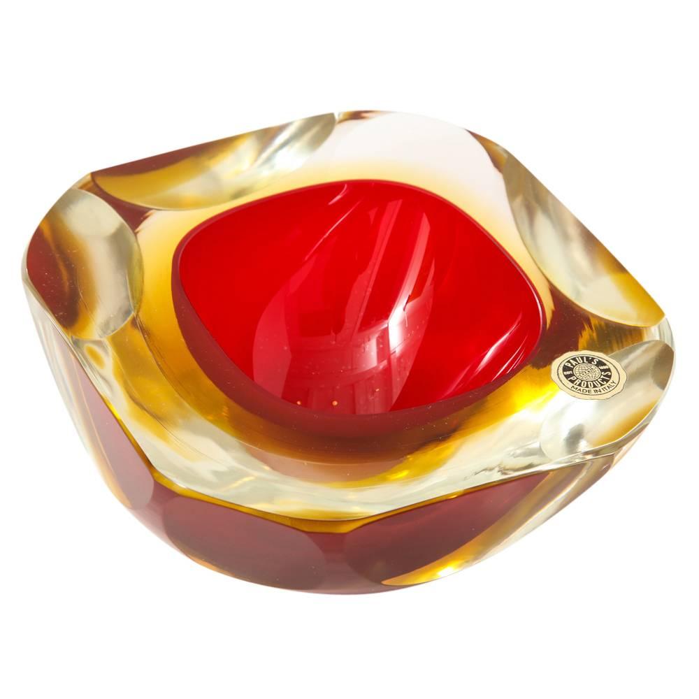 murano glass bowl red