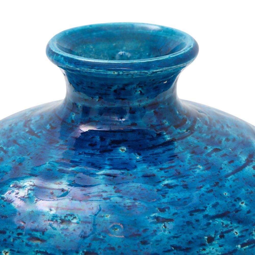 Bitossi Ceramic Vase Rimini Blue White Embossed, Italy, 1960s In Excellent Condition In New York, NY