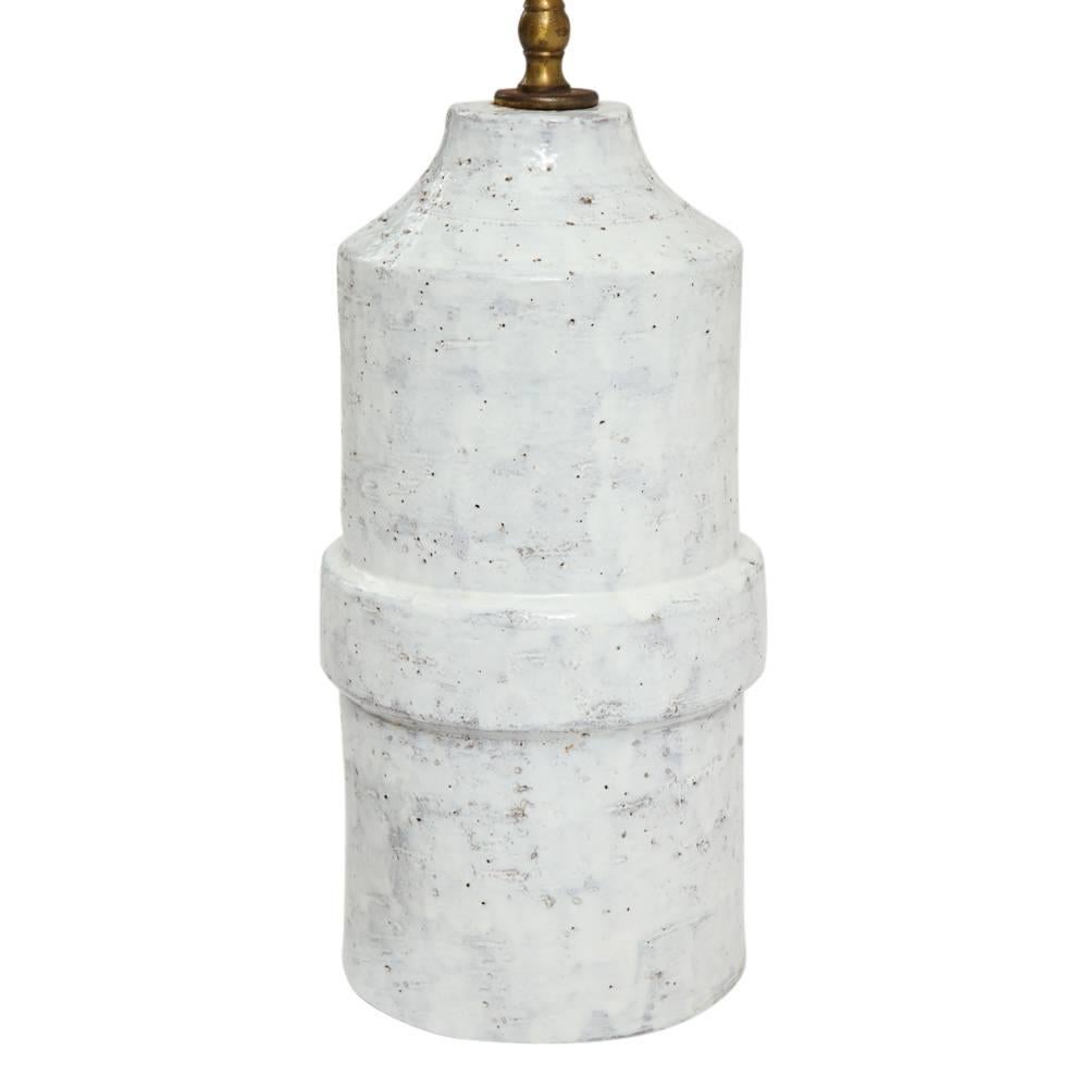 Italian Bitossi Ceramic Table Lamp White Banded Signed, Italy, 1960s