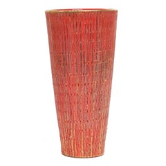 Vase Bitossi Seta:: céramique:: orange et or:: signé