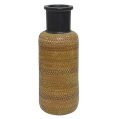Bitossi Raymor Ceramic Vase Snakeskin Gunmetal Signed Italy, 1960s 9