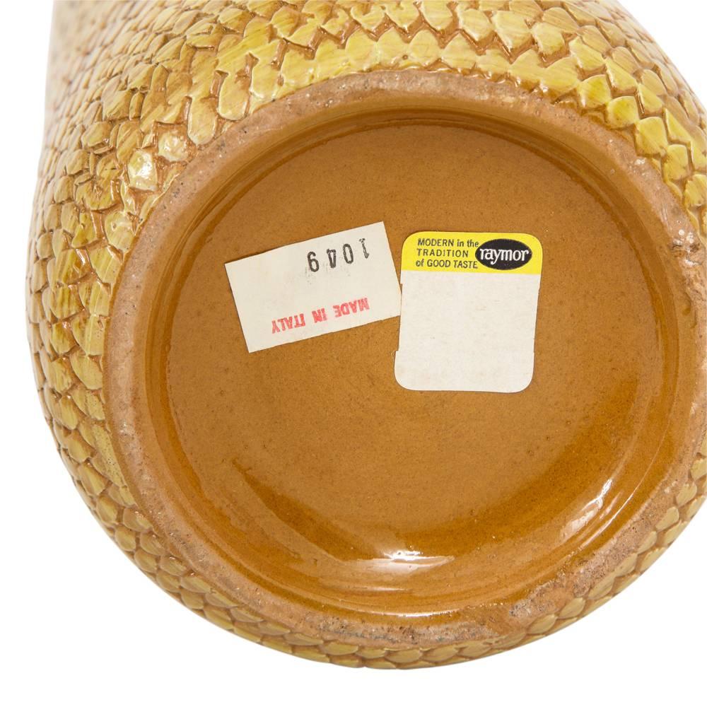 Mid-20th Century Bitossi Raymor Ceramic Vase Snakeskin Gunmetal Signed Italy, 1960s