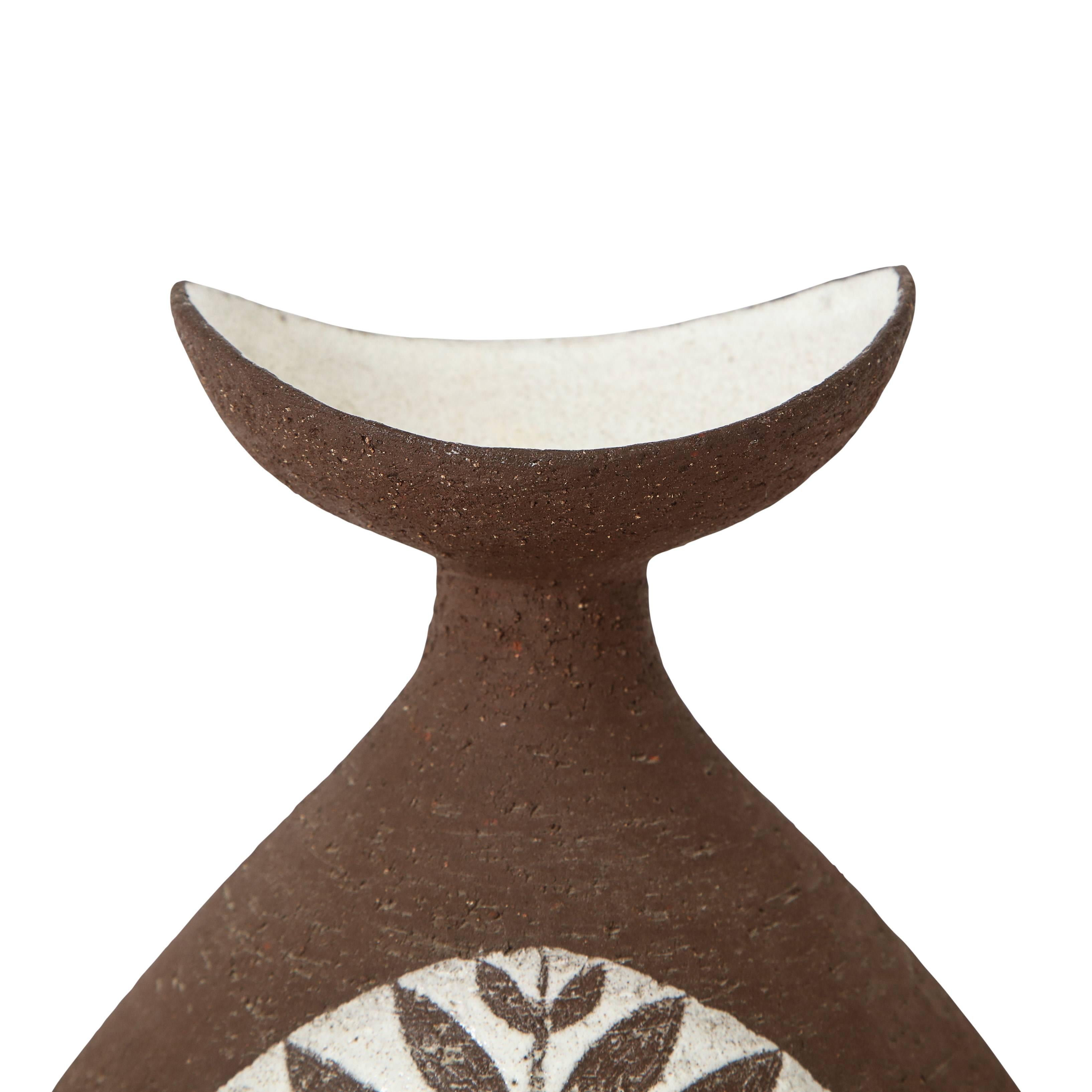 Mid-Century Modern Thomas Toft Vase, Ceramic Brown White, Signed