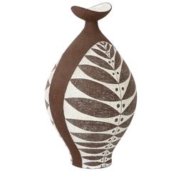 Thomas Toft Vase, Ceramic Brown White, Signed