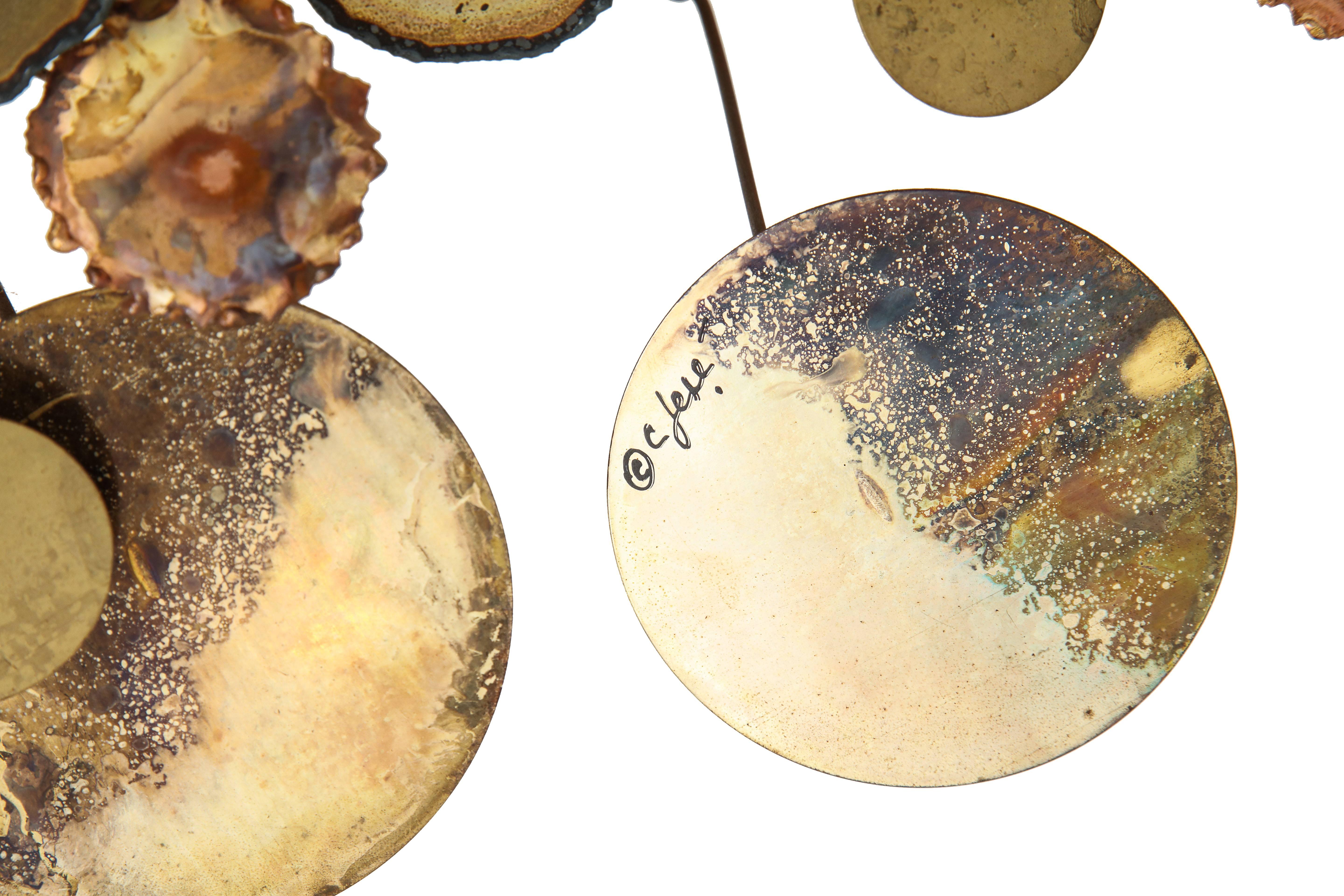 Modern C. Jere Raindrops Sculpture Brass Bronze Signed, USA, 1970s