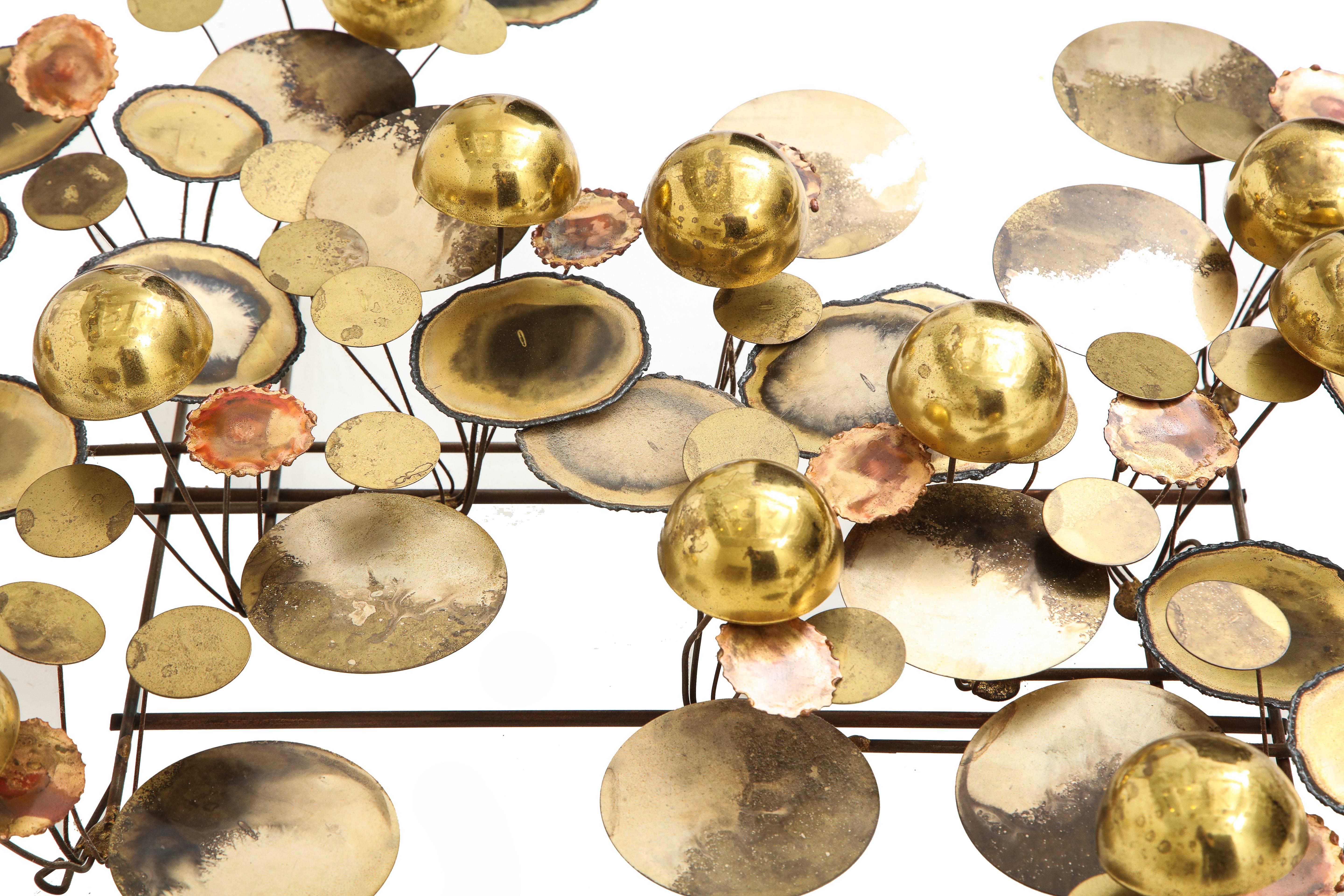 Late 20th Century C. Jere Raindrops Sculpture Brass Bronze Signed, USA, 1970s