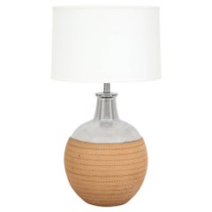 Bitossi Lamp, Ceramic, Metallic Silver Chrome, Textured Honeycomb