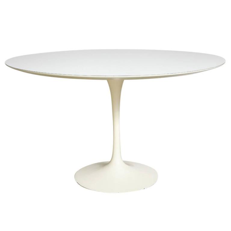 Knoll Saarinen Round Dining Table White Laminate Cast Iron At 1stdibs Knoll Saarinen Round Dining Table White, White Laminate Round Dining Table
