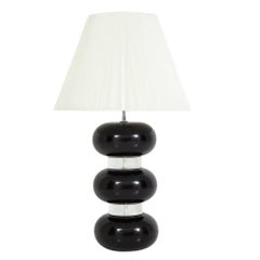 Karl Springer Table Lamp Acrylic Black Lacquer Chrome