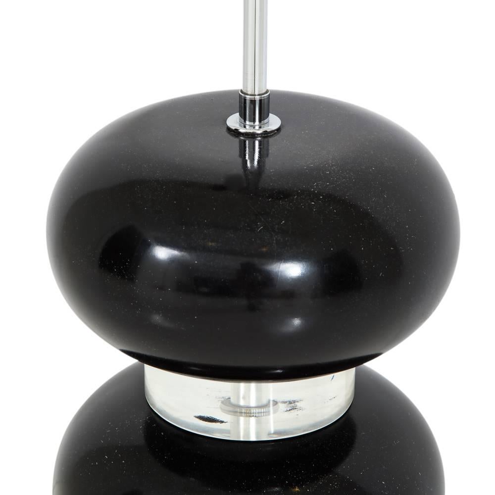 Modern Karl Springer Table Lamp Acrylic Black Lacquer Chrome