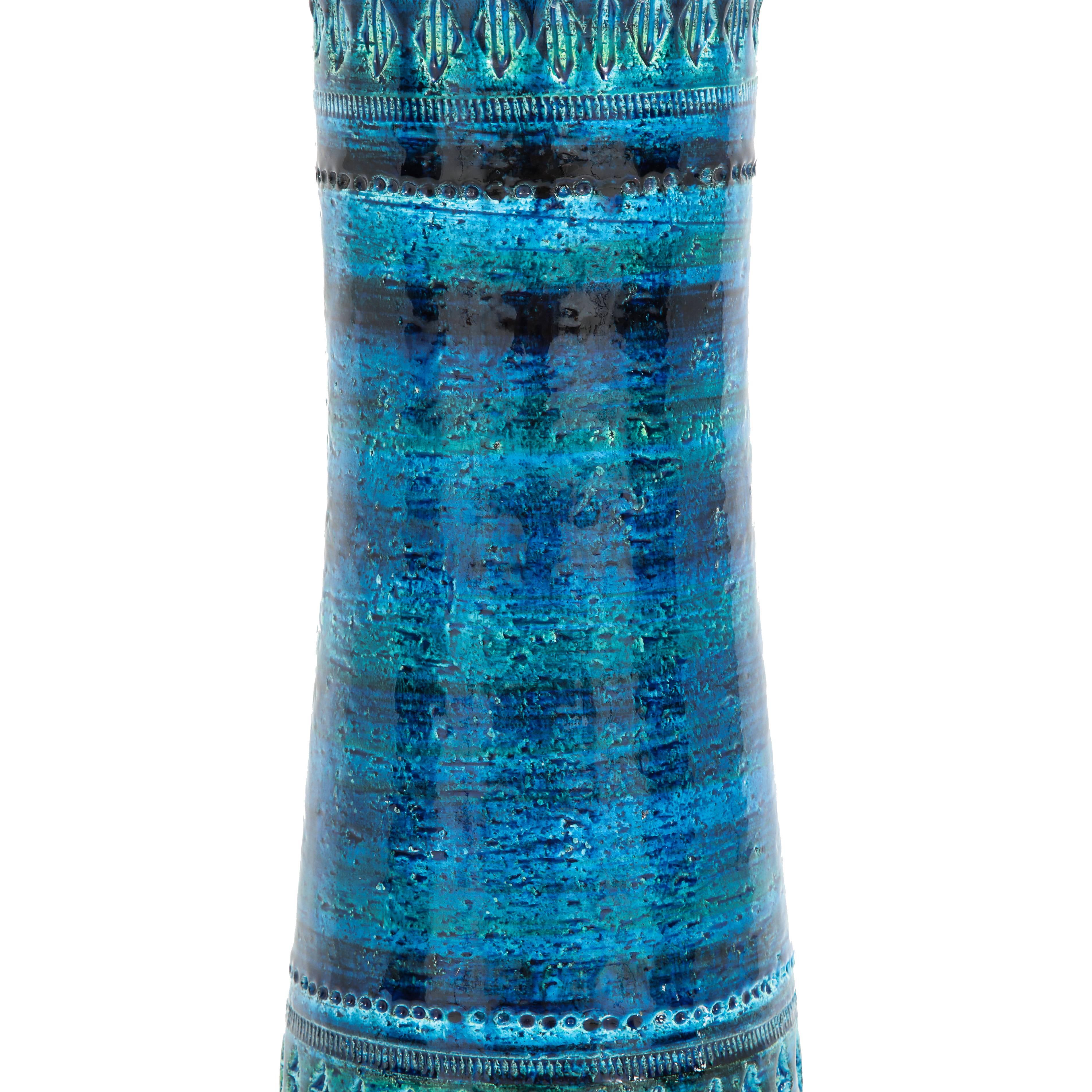 Mid-20th Century Aldo Londi Bitossi Ceramic Vase Rimini Blue Signed, Italy, 1960s
