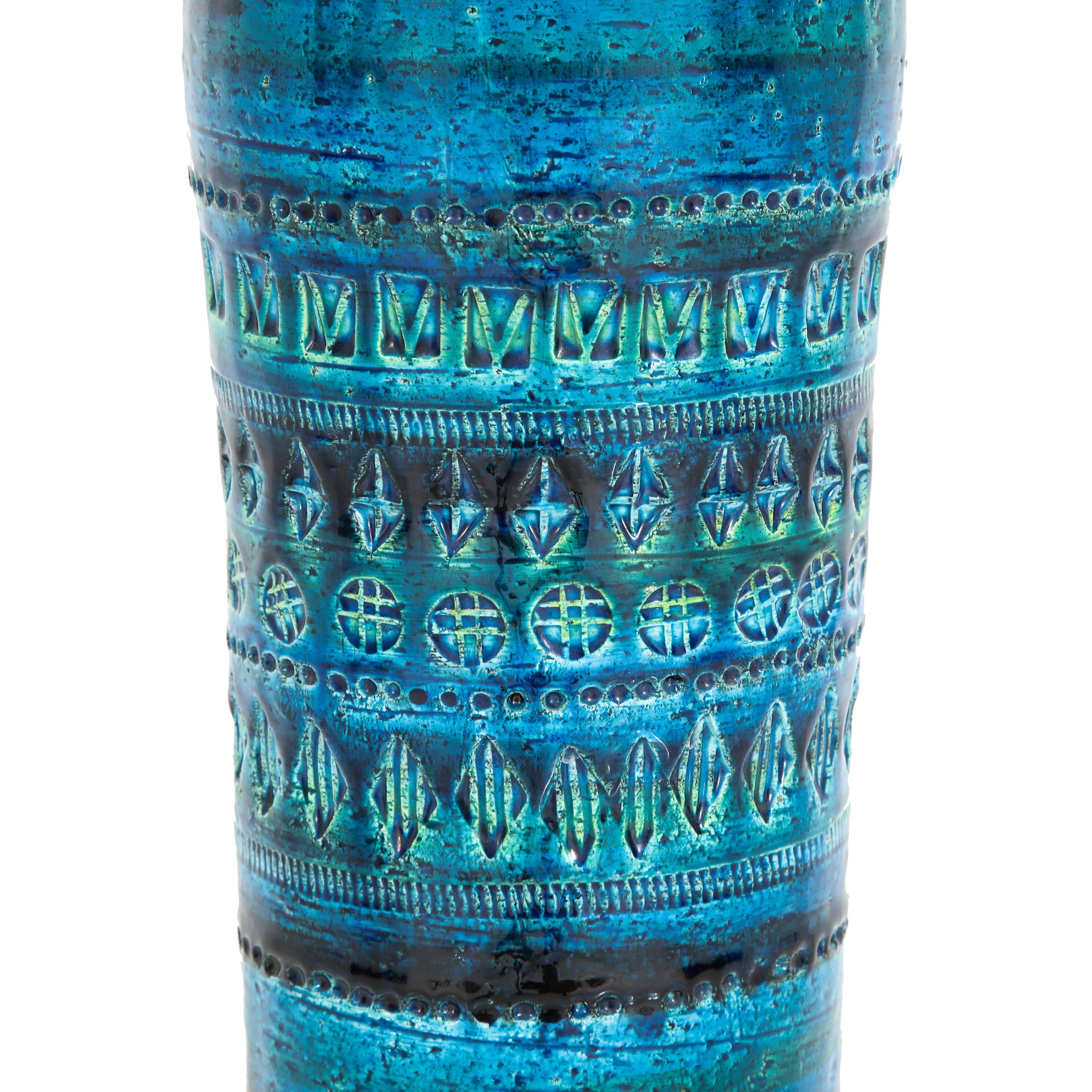 Aldo Londi Bitossi Ceramic Vase Rimini Blue Signed, Italy, 1960s In Excellent Condition In New York, NY