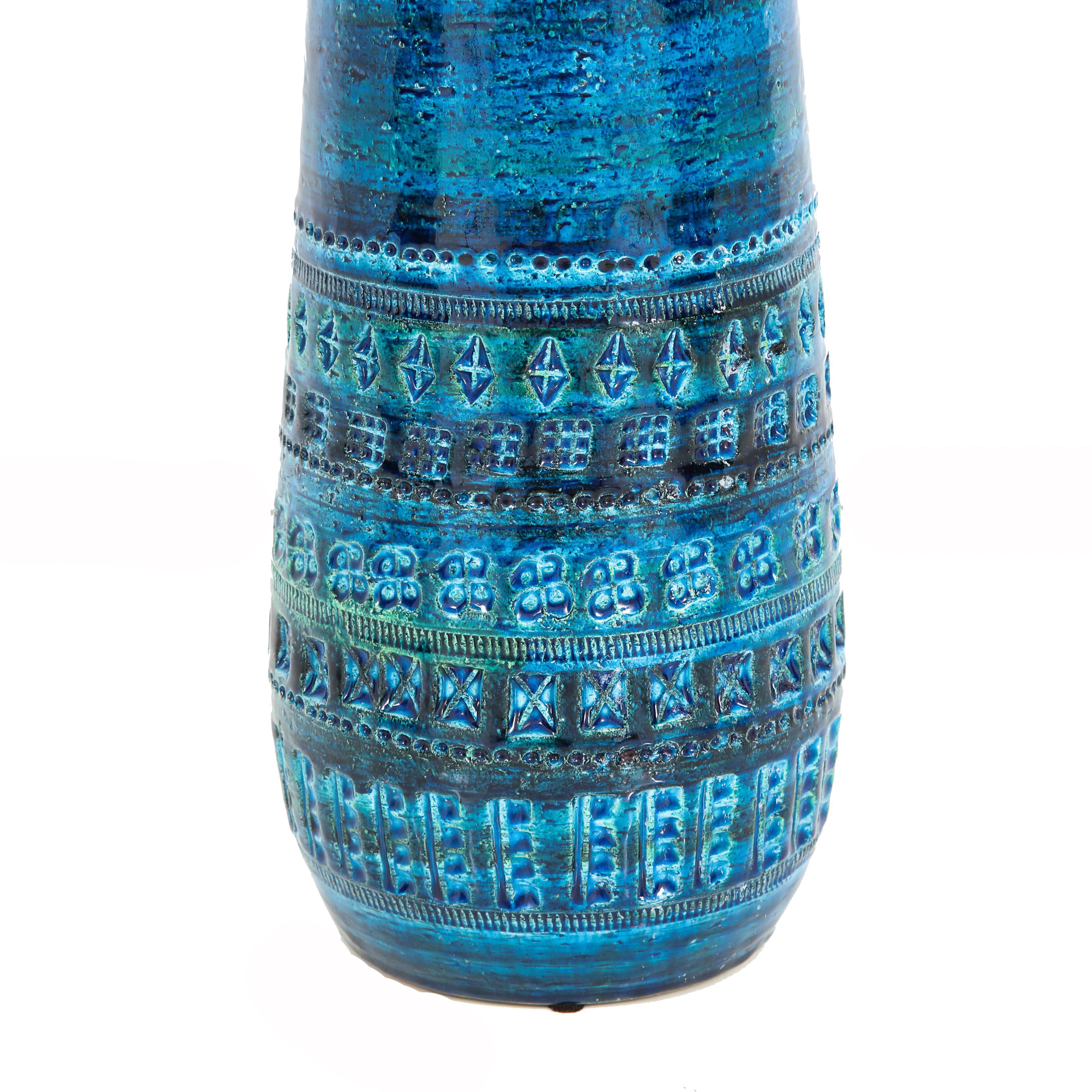 Aldo Londi Bitossi Ceramic Vase Rimini Blue Signed, Italy, 1960s 1