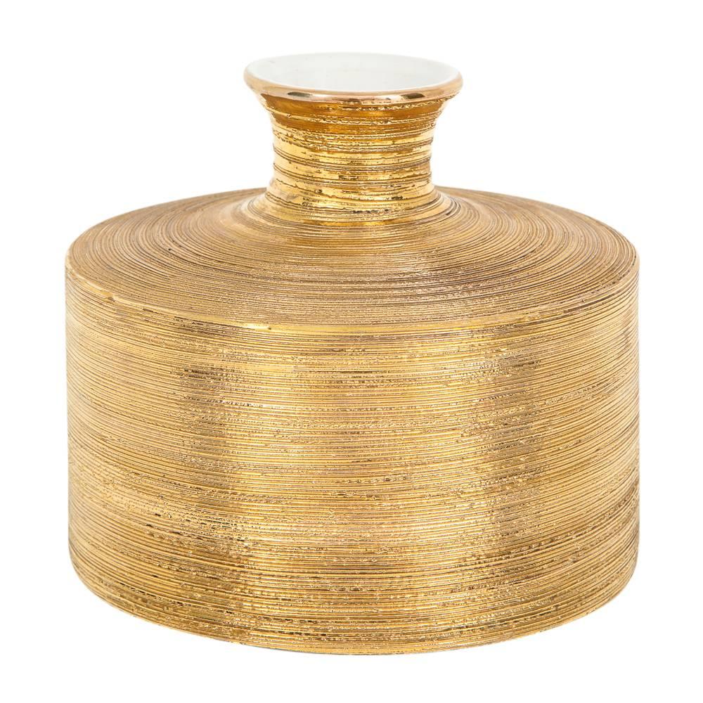 Bitossi Ceramic Gold Vase Textured, Italy, 1960s