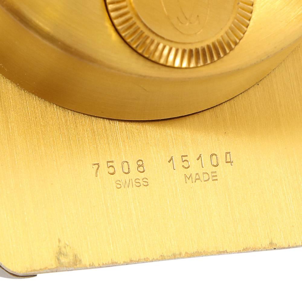 French Cartier Clock Quartz Santos Gold-Plated Brushed Steel Signed, France, 1980s