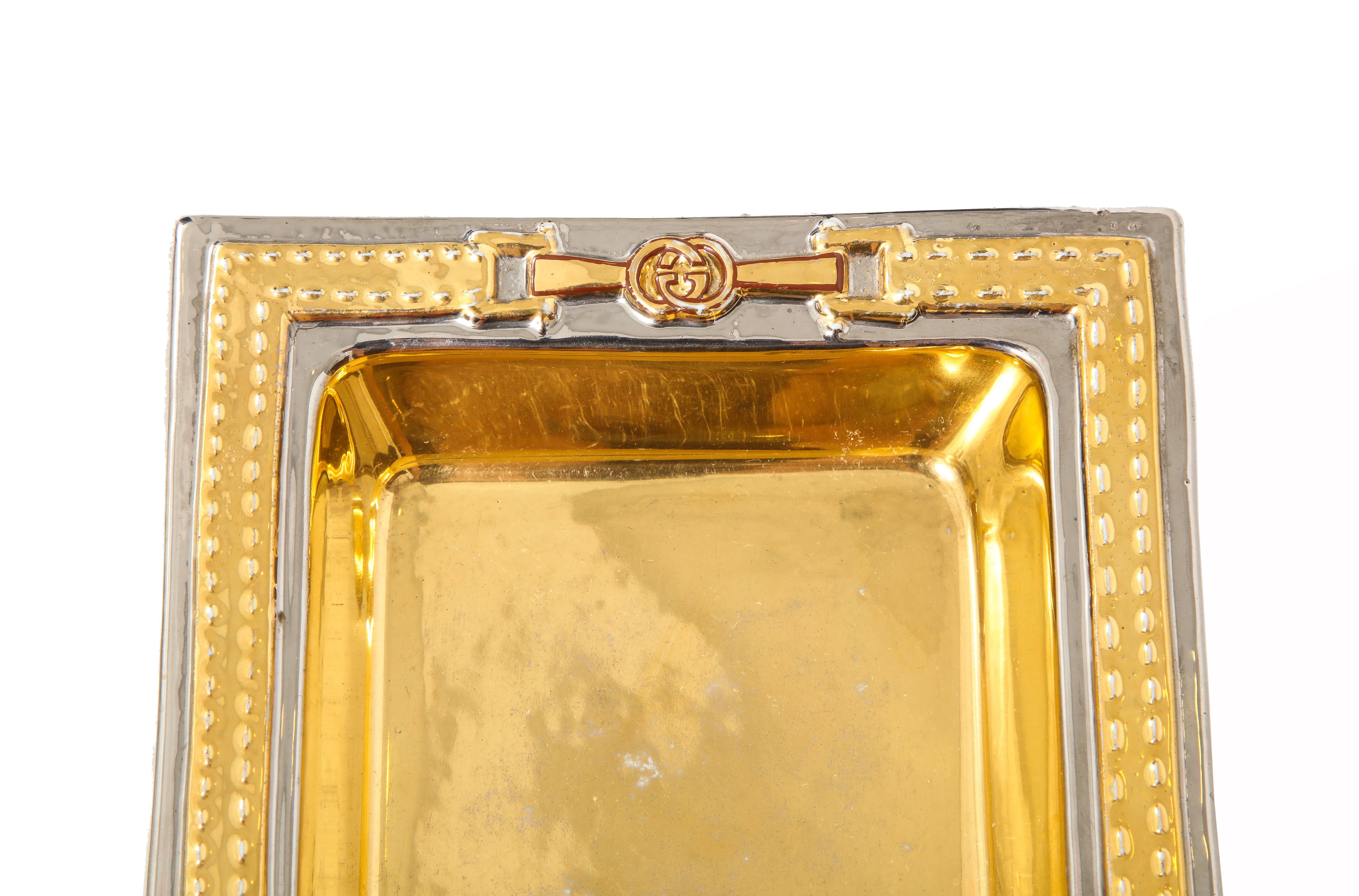 Gucci-Schale, Porzellan, Wildleder, Gold, Chromsilber, signiert (Ende des 20. Jahrhunderts) im Angebot