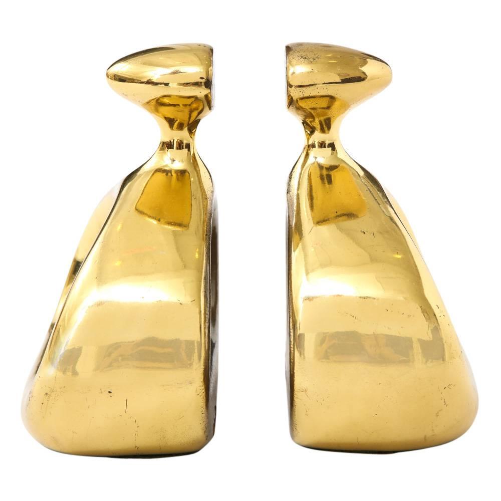 Mid-Century Modern Ben Seibel Brass Bookends Jenfred-Ware Stirrup Signed, USA, 1950s