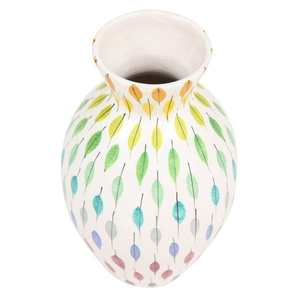 Italian Bitossi Raymor Ceramic Vase Piume Multi-Color Feather Signed, Italy, 1960s