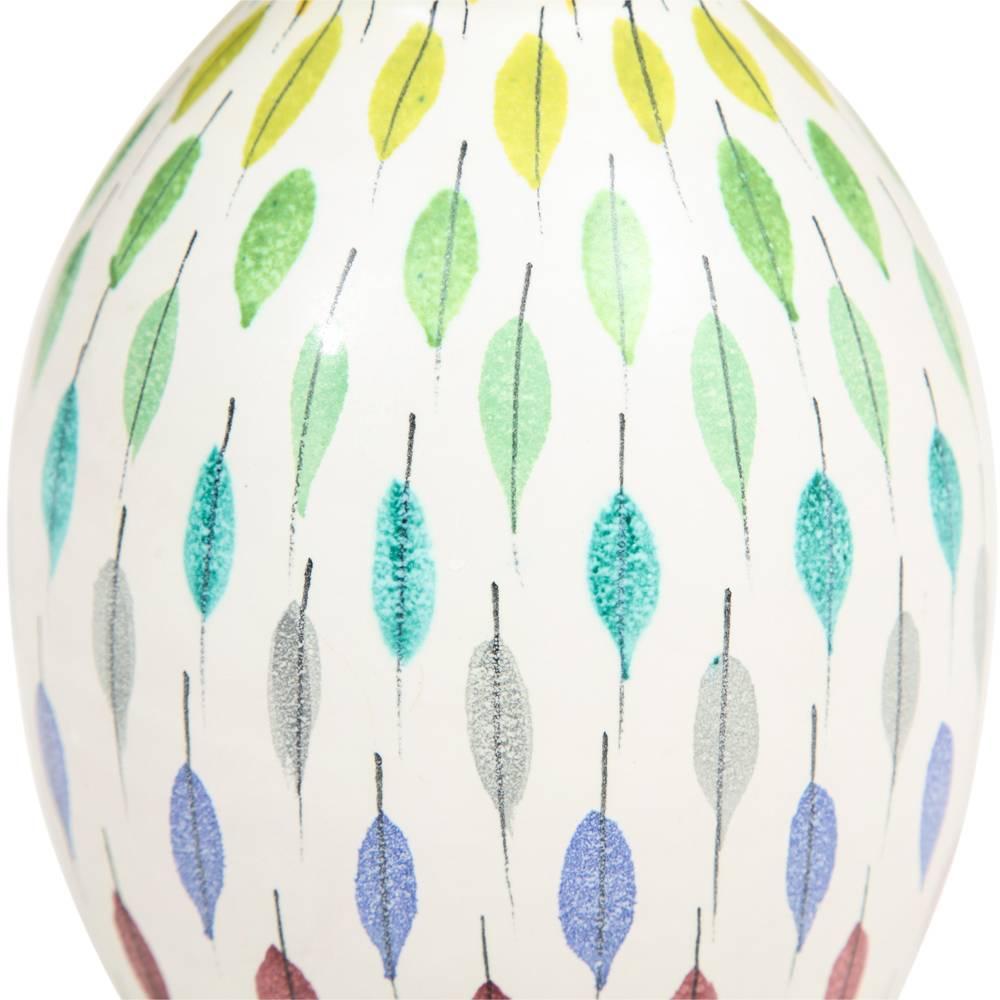 Bitossi Raymor Ceramic Vase Piume Multi-Color Feather Signed, Italy, 1960s In Excellent Condition In New York, NY