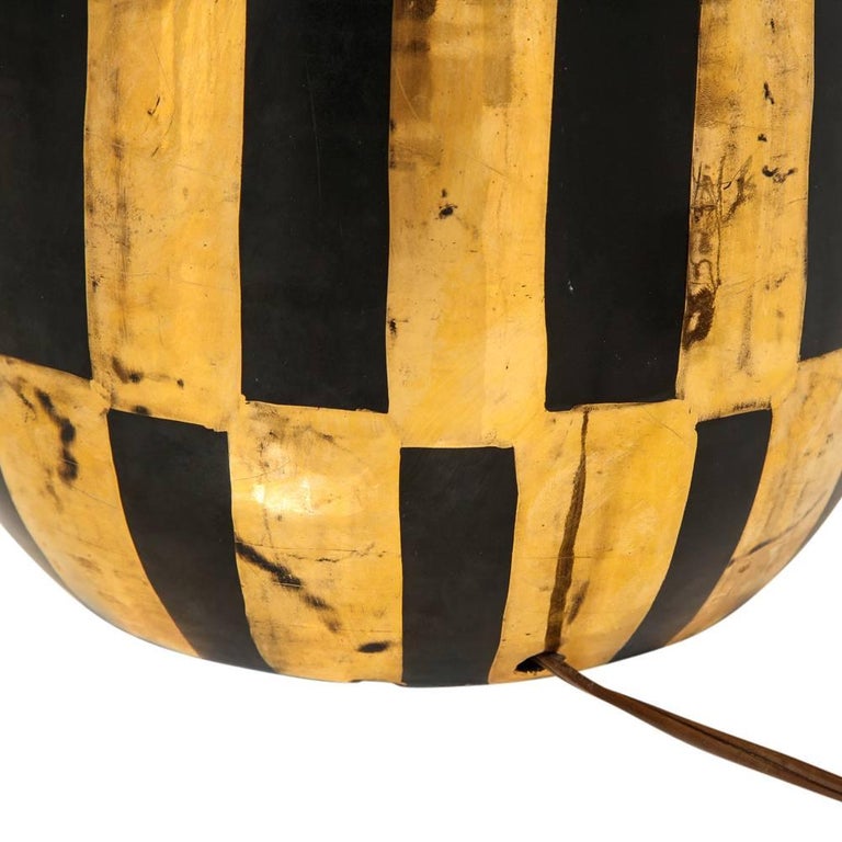 Bitossi Lamp, Ceramic, Metallic Gold and Black Stripes, Signed In Good Condition For Sale In New York, NY