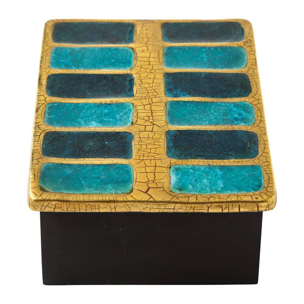 Mid-Century Modern Boîte Mithé Espelt, céramique, verre fondu or et bleu