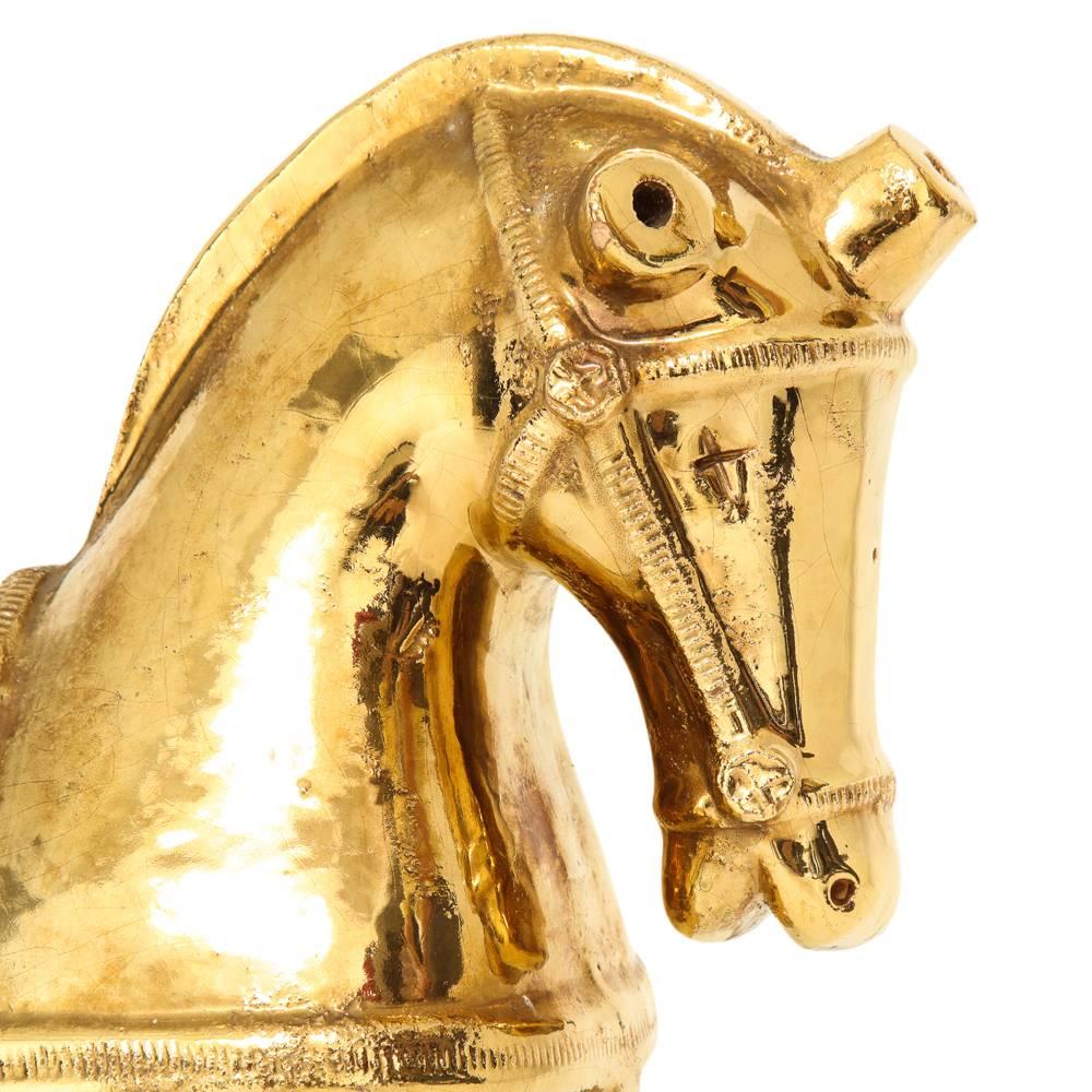 Bitossi Keramik Pferd Skulptur Goldglasur Keramik:: Italien:: 1950er Jahre (Glasiert)