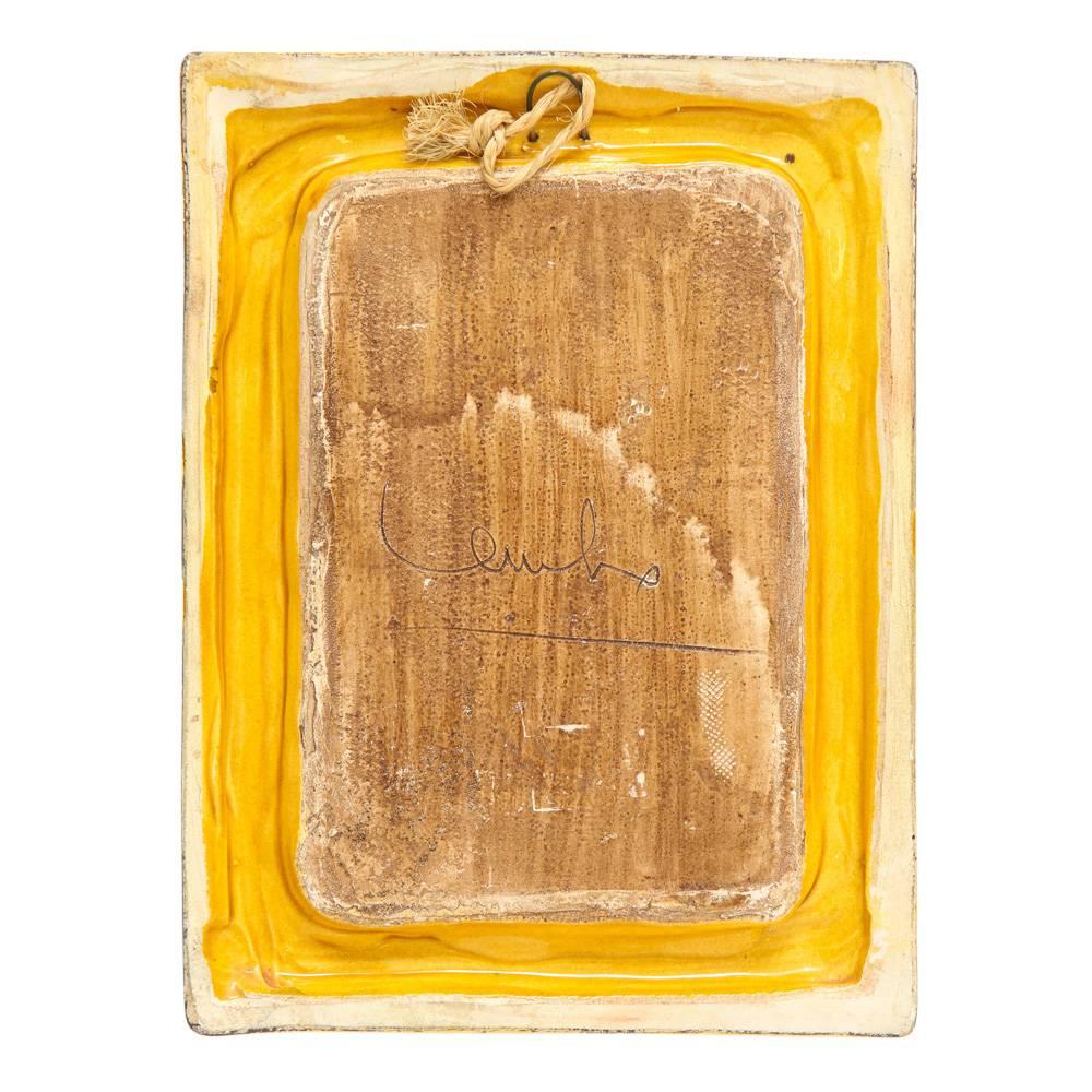 Miroir Francois Lembo, Céramique, Or et Rouge, Signé Bon état - En vente à New York, NY