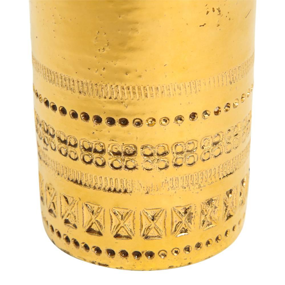 Mid-20th Century Aldo Londi Bitossi Vase, Ceramic, Gold Metallic, Signed For Sale