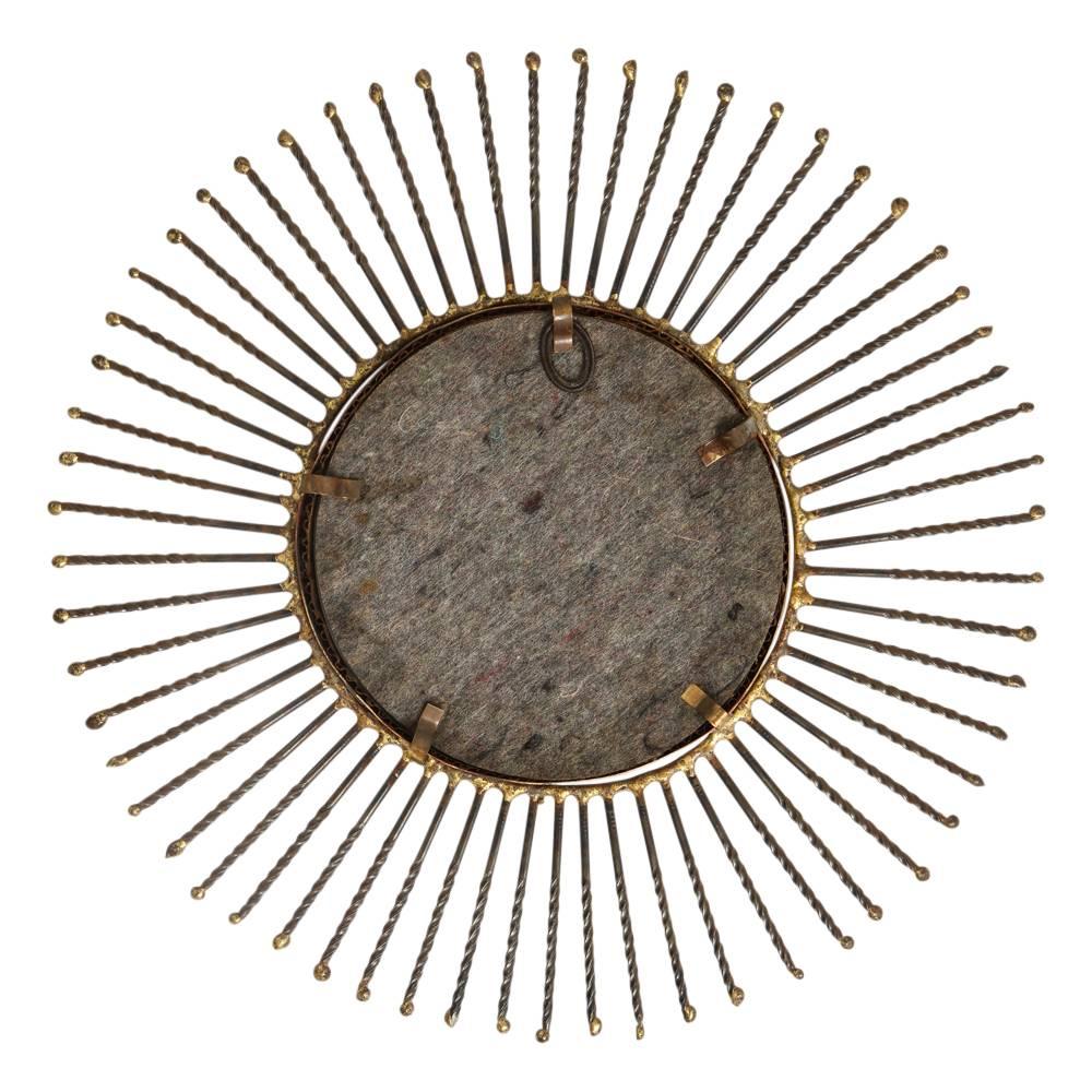 Mid-20th Century C. Jere Mirror Sunburst Bronze Brass Signed USA 1960s