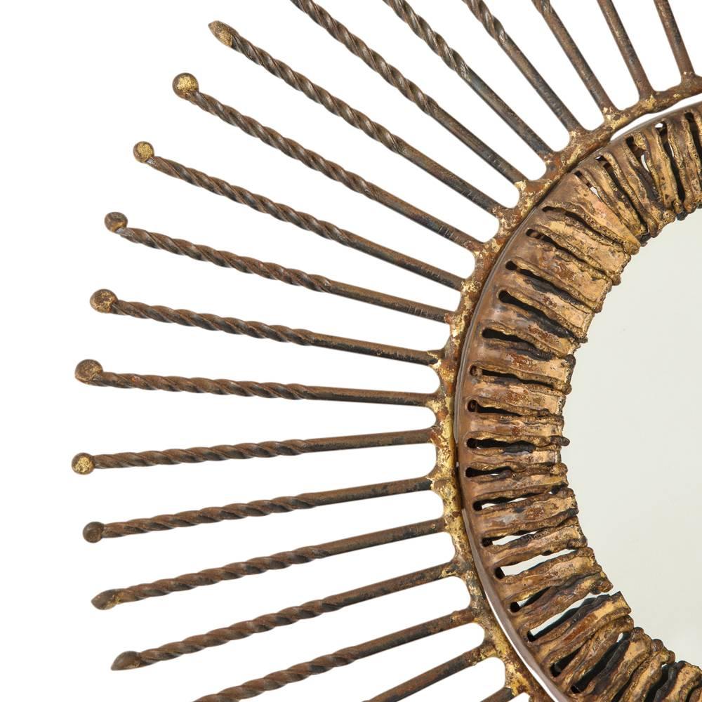 Modern C. Jere Mirror Sunburst Bronze Brass Signed USA 1960s