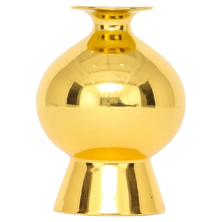 Gerold Porzellan-Vase, Porzellan, Metallic-Gold, signiert