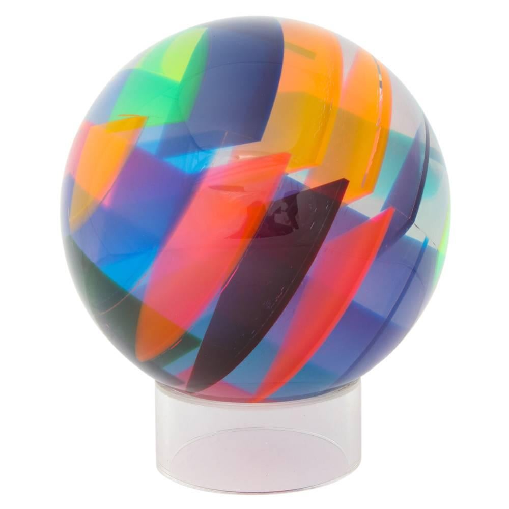 Vasa Mihich Sphere, Cast Acrylic, Blue, Magenta, Orange, Signed 1