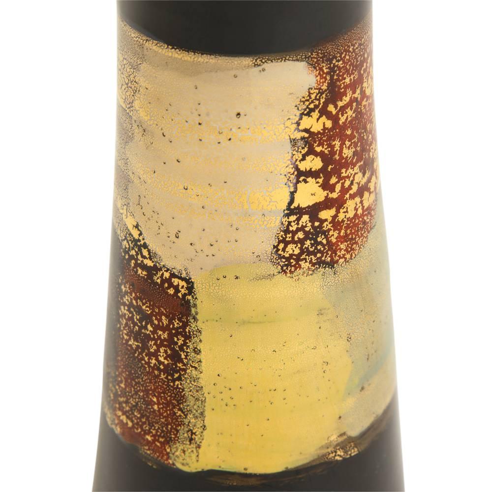Bitossi Vase, Ceramic, Abstract, Black, Metallic Gold, Signed In Good Condition In New York, NY