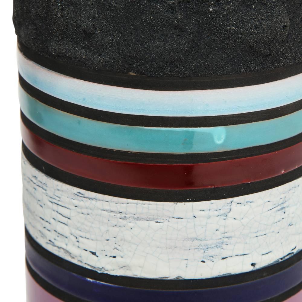 Bitossi for Raymor Cambogia Vase, Ceramic, Blue, Purple, White, Stripes, Signed For Sale 1