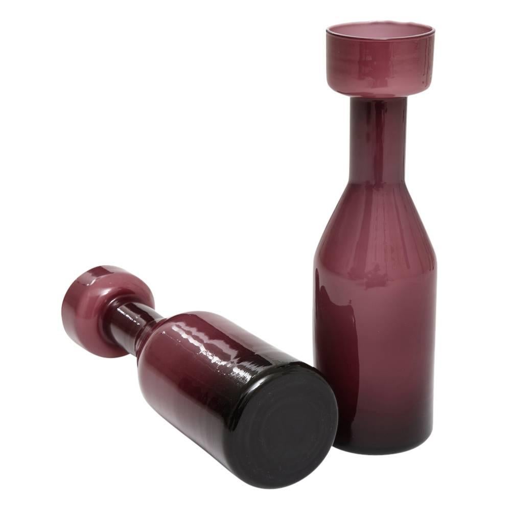 Hand-Crafted AV Mazzega Vases, Case Glass, Purple Amethyst For Sale